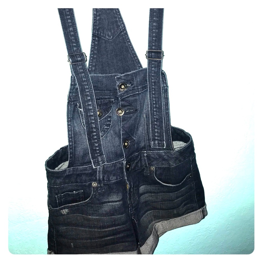 Denim overall shorts